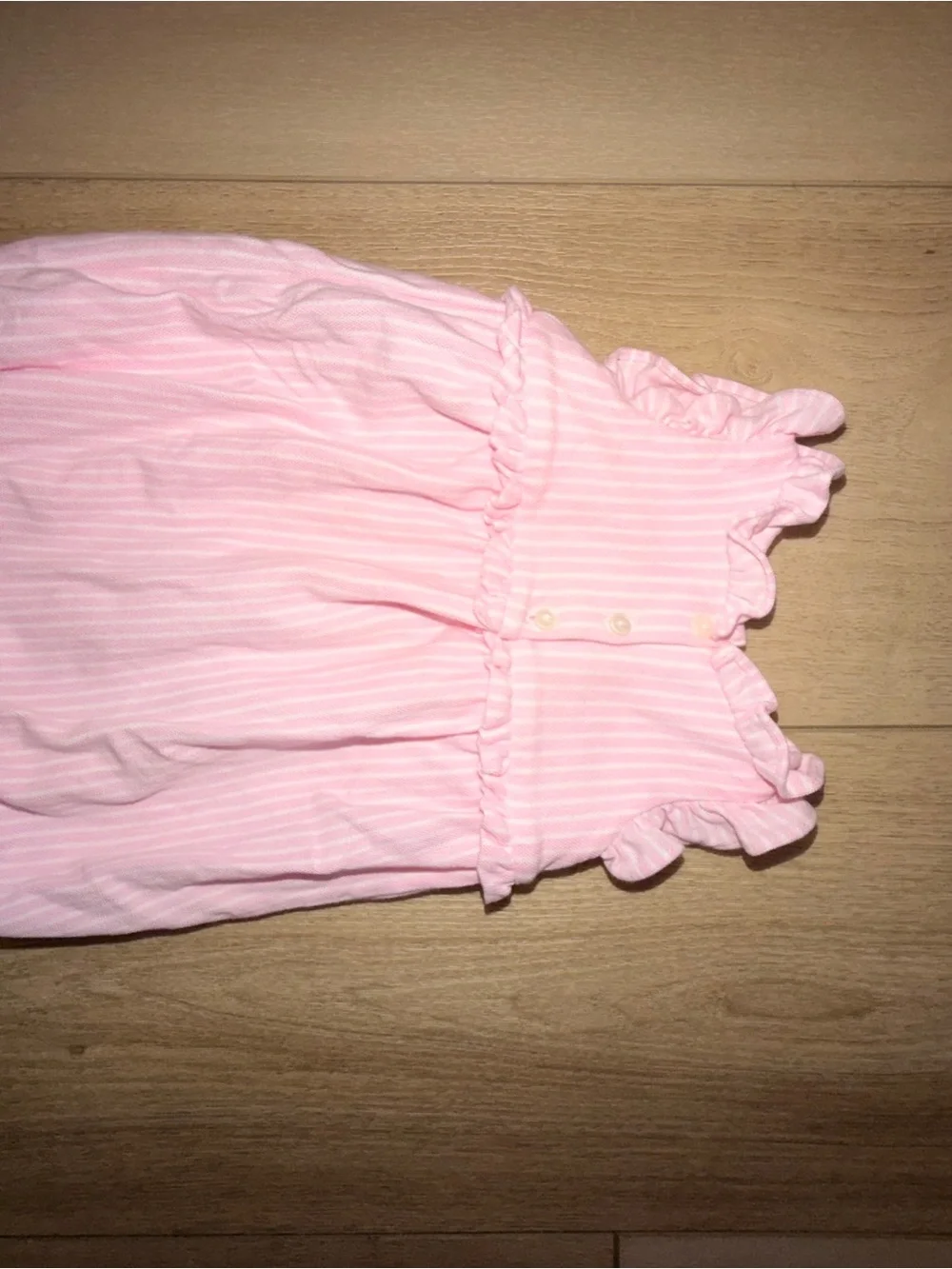 Ralph Lauren Light Pink Striped Baby Bubble Romper